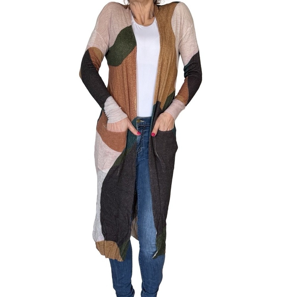 Anthropologie Sita Murt Longline Open Duster Cardigan Sweater Multi Alpaca 36 XS